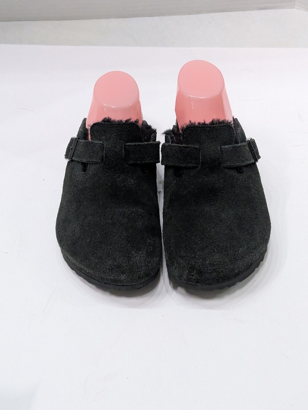 Birkenstock 39 Boston Black Shearling Lined Clogs Suede Women's 8, Men's 6